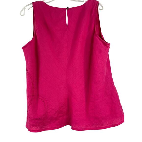 Valerie Stevens Pink 100% Linen Sleeveless Blouse Beading Embroidered XL - Picture 7 of 12